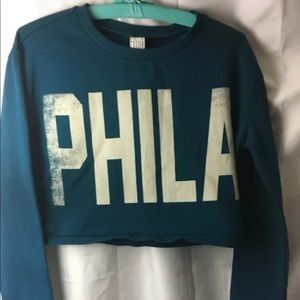 BLINK Phila Logo Teal Crop Sweatshirt Small